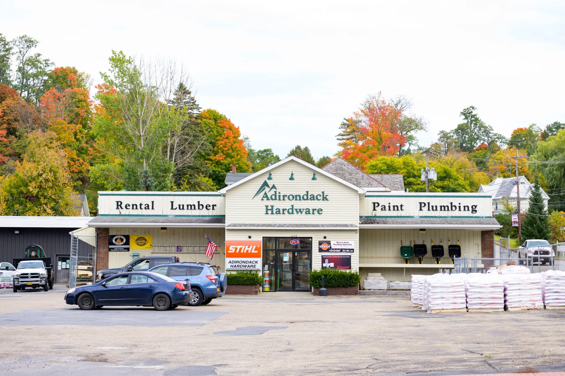 An Adirondack hardware store pictured in the fall.