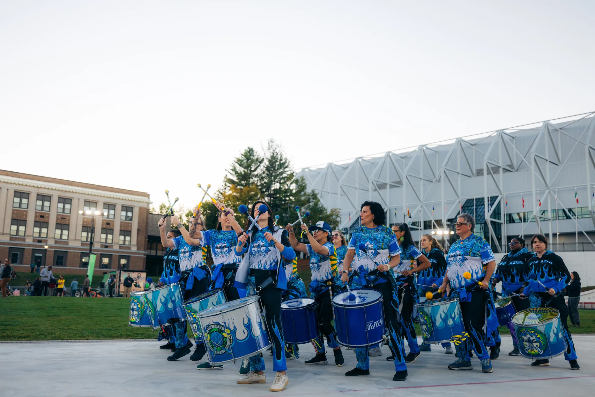 Soma Beats drum line performs on Olympic Oval in Lake Placid