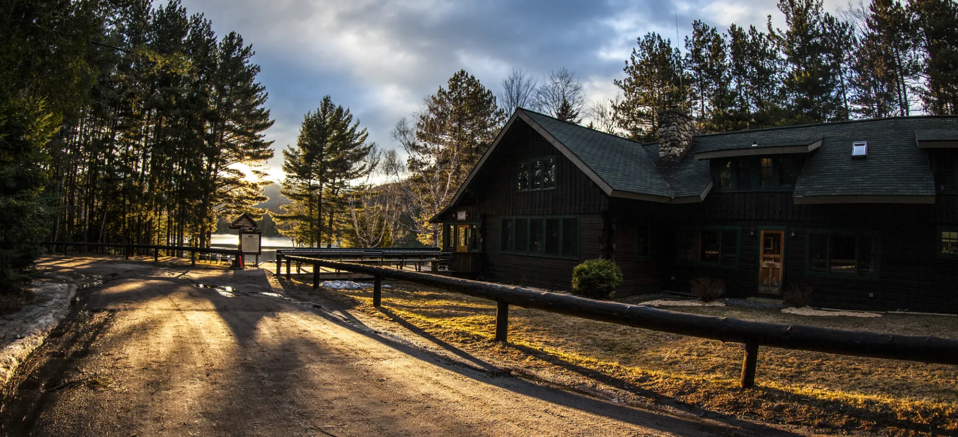 Adirondack Loj exterior in spring