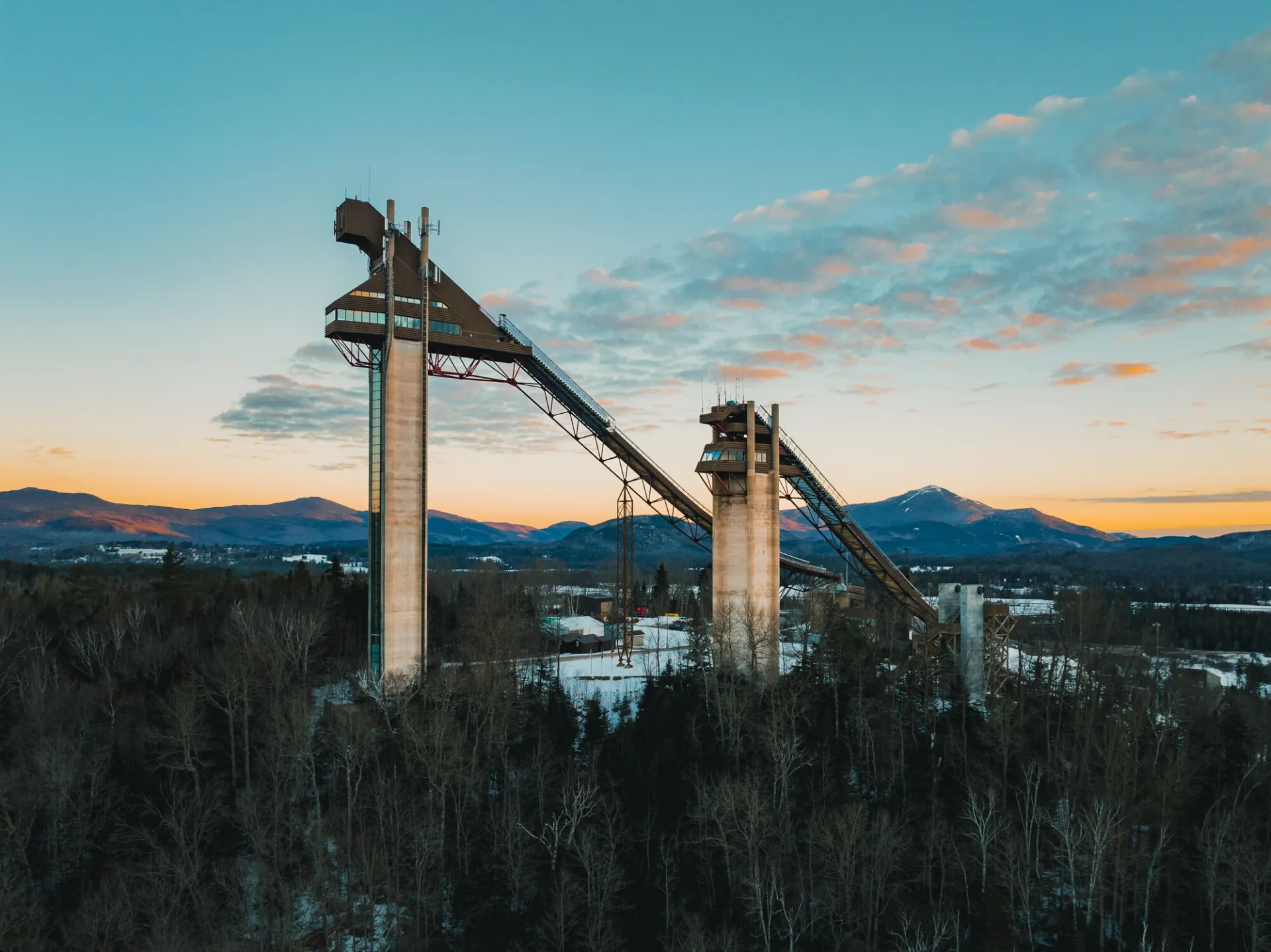 The Ski Jumps in Lake Placid during the winter.