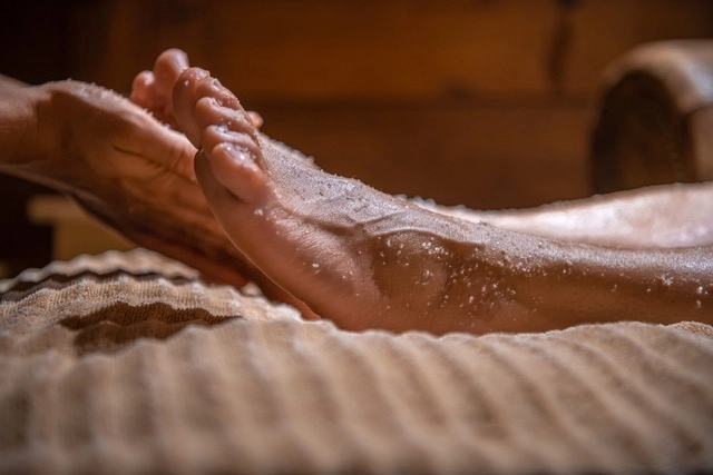 Feet glisten with hydration after a pedicure