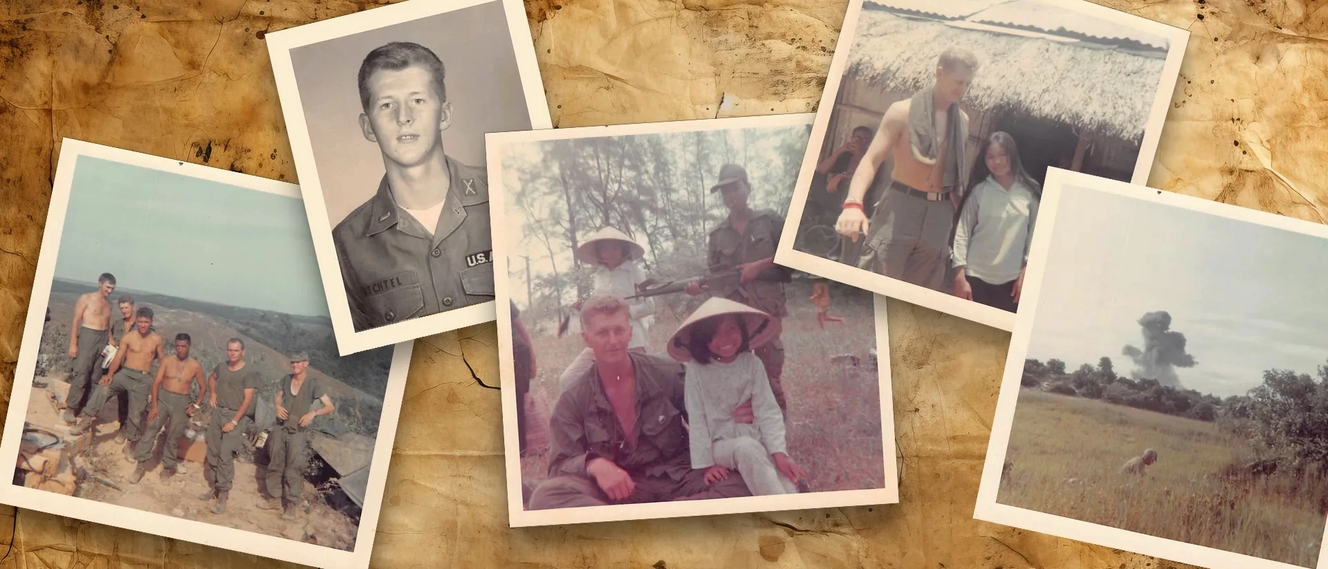Collage of images by Colonel Charles M Bechtel during his time at war