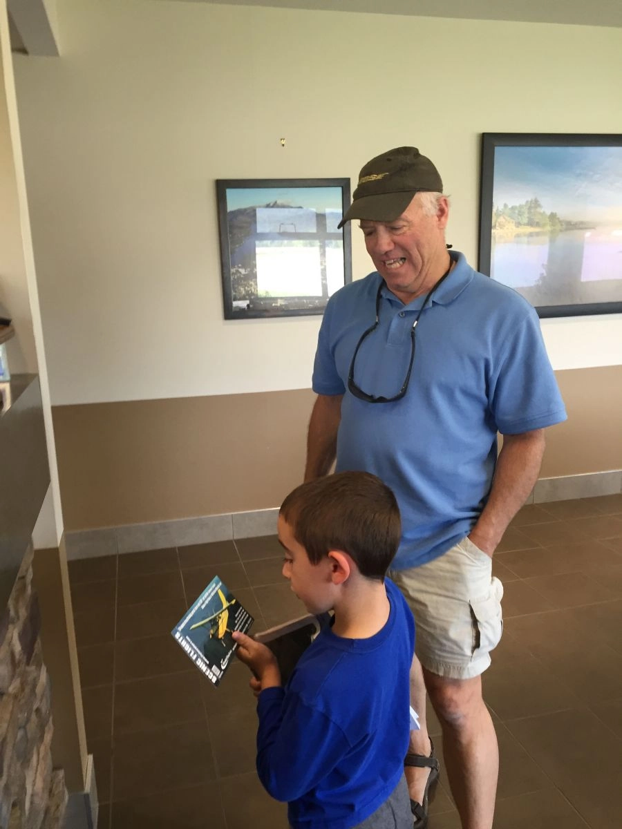 Our pilot Phil taking time to answer all of Oliver's questions!