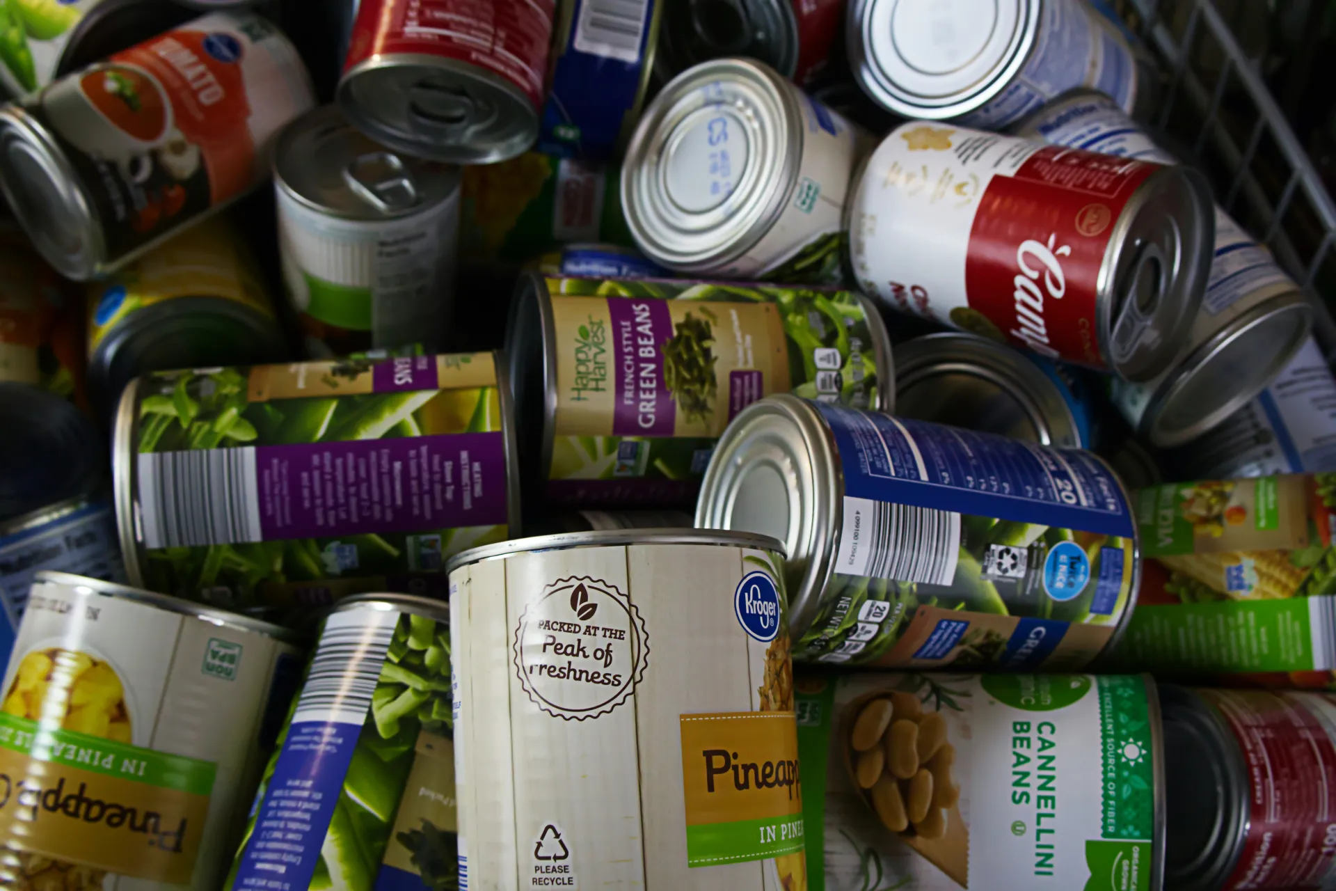 Stock image of various cans of food