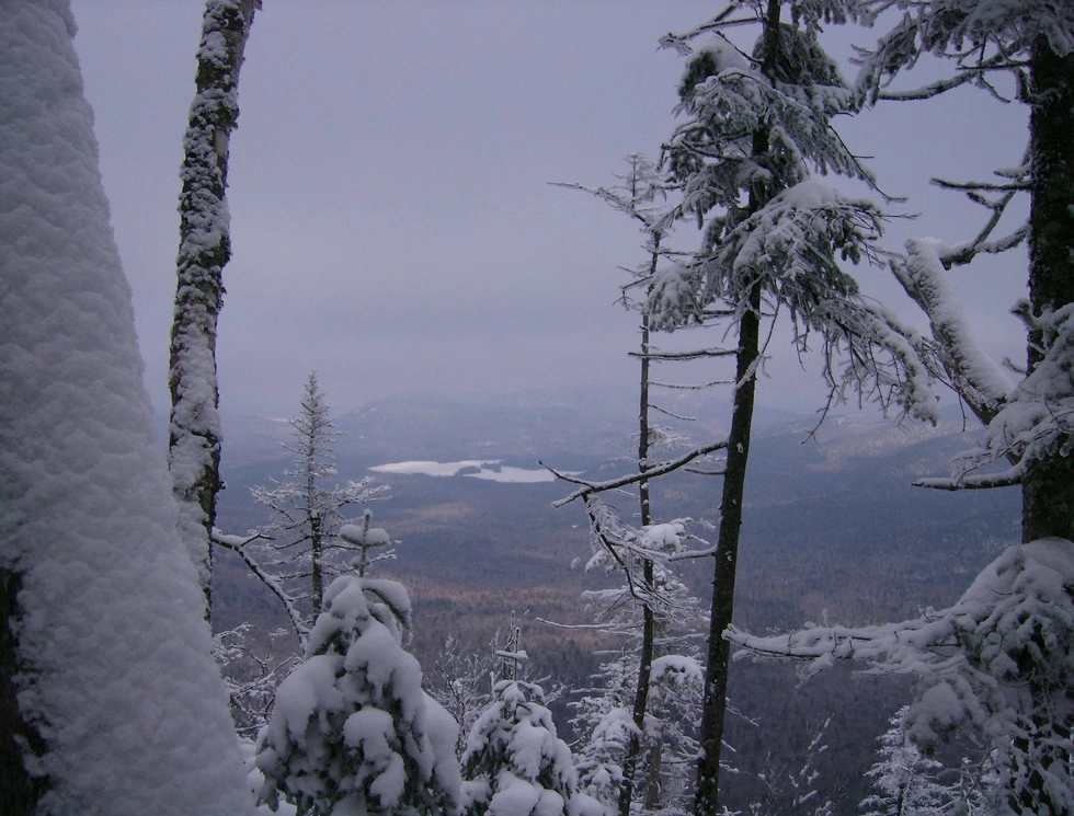 A snowy mountain view