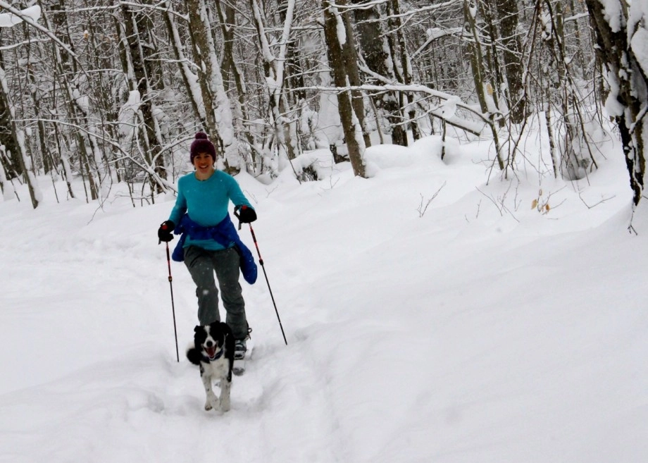 Lake Placid can be a powder paradise for both 2 and 4-legged skiers