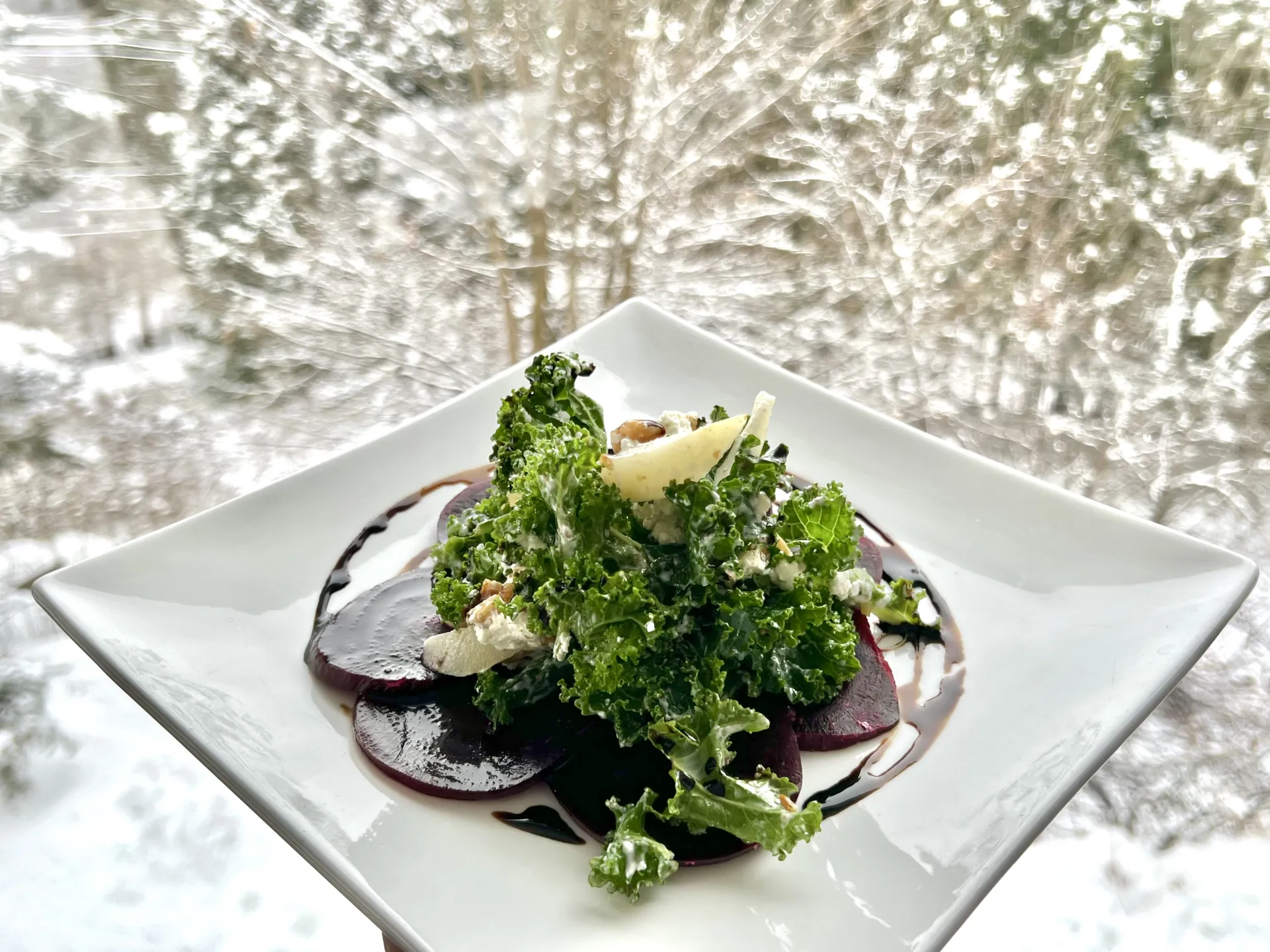 A plated winter salad.