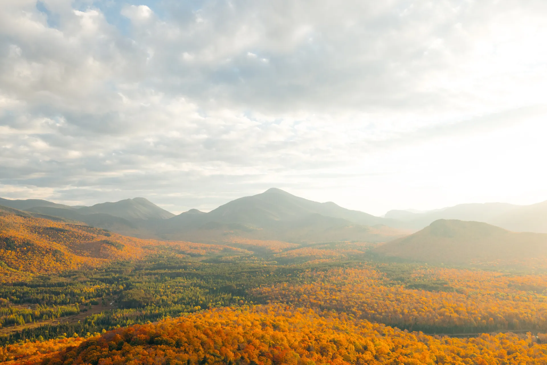Mt Van Hoevenberg hike summit during the fall.