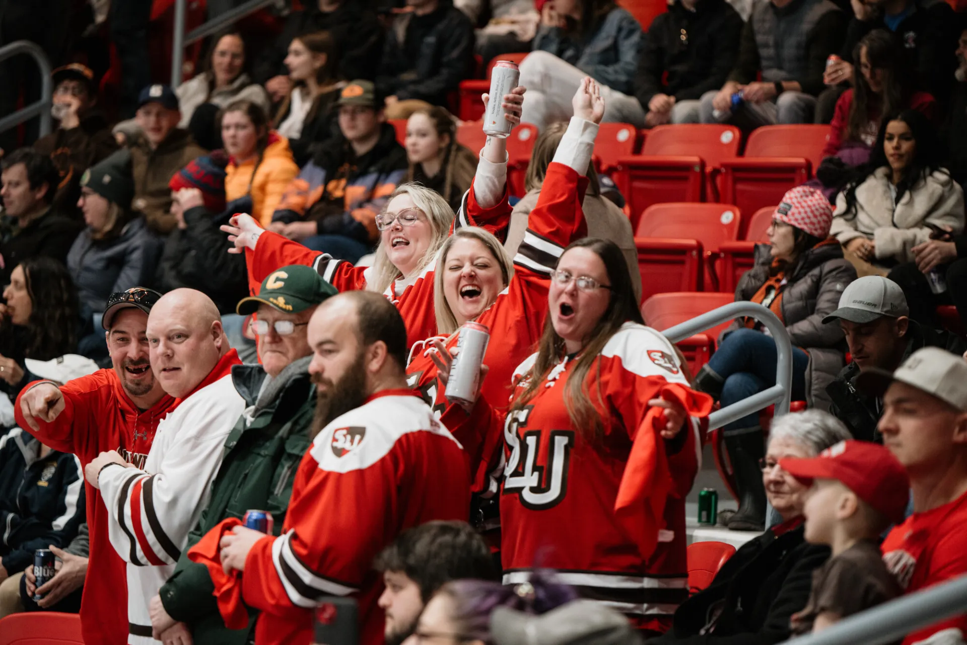 Spectators at a hockey event.