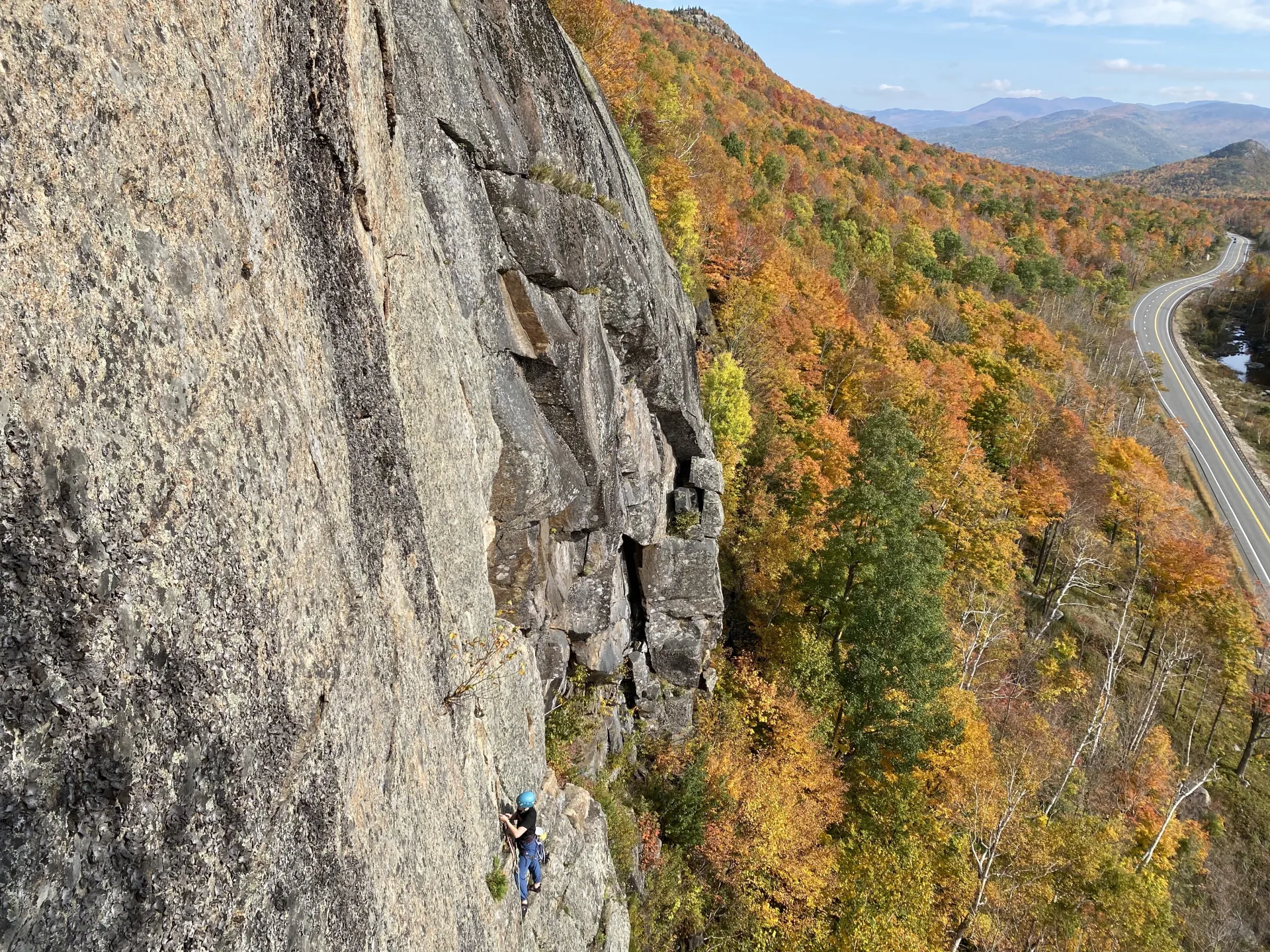 A climbing cliff in the fall