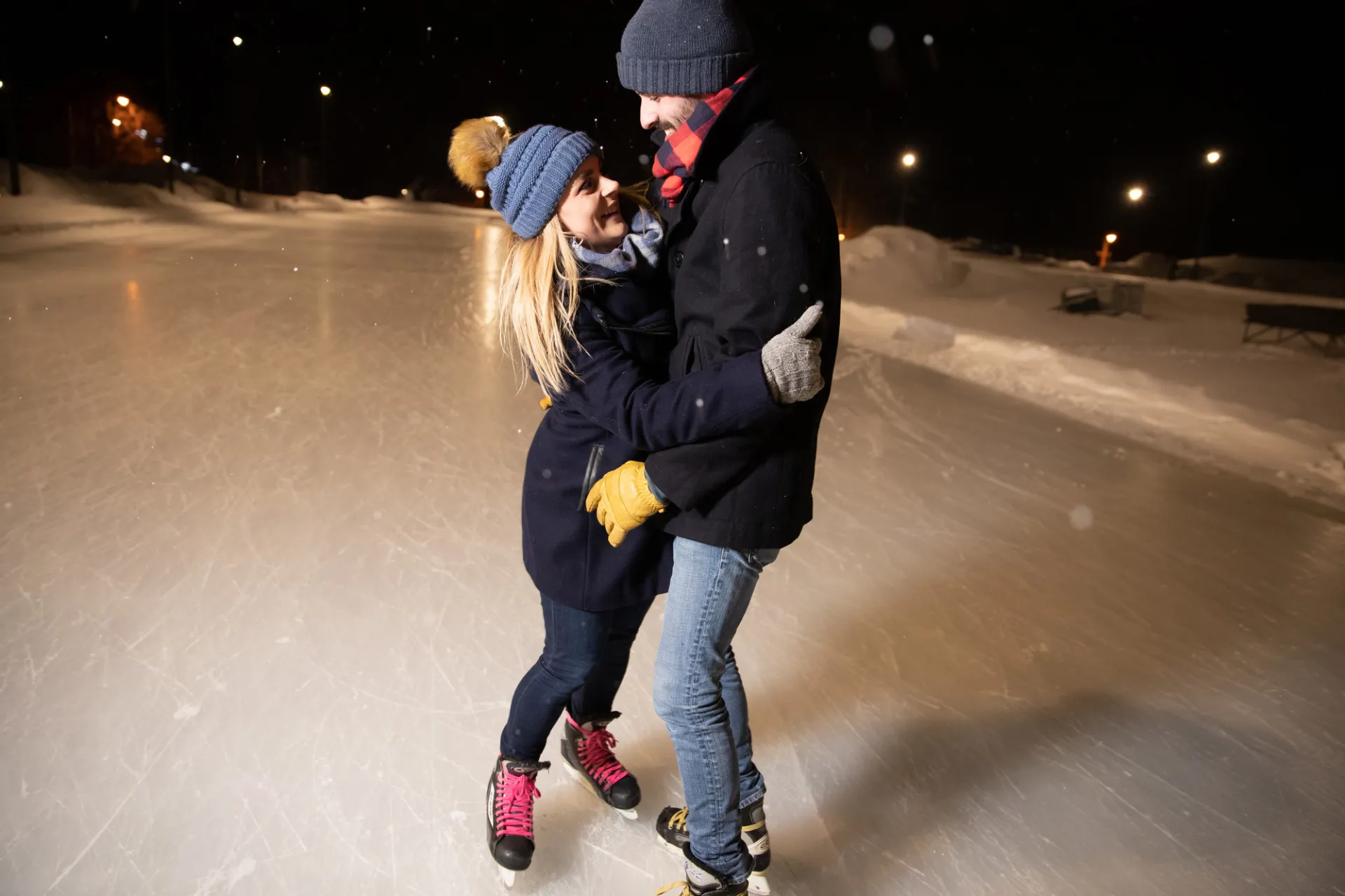 Could hold on to each other as they enjoy a night skating