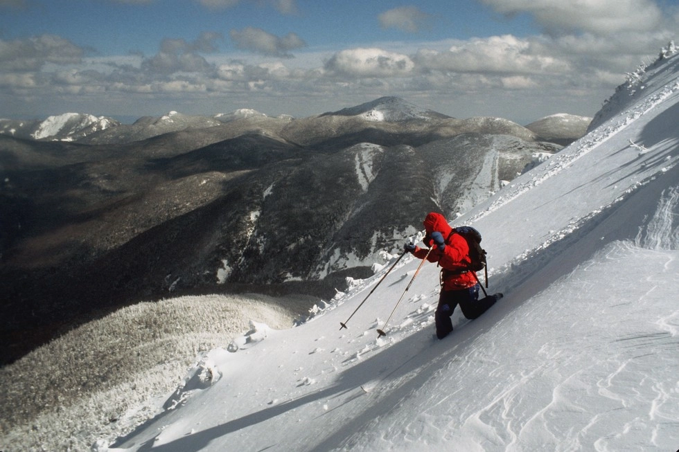 Skiing down a slope