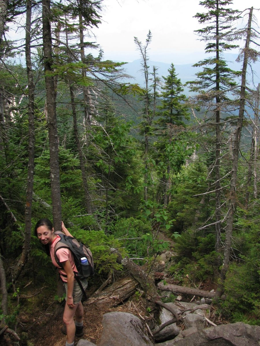 Anna hikes up the unmaintained trail to Seward's summit.