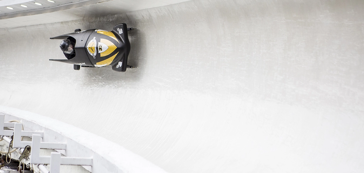 Bobsled corners down the track