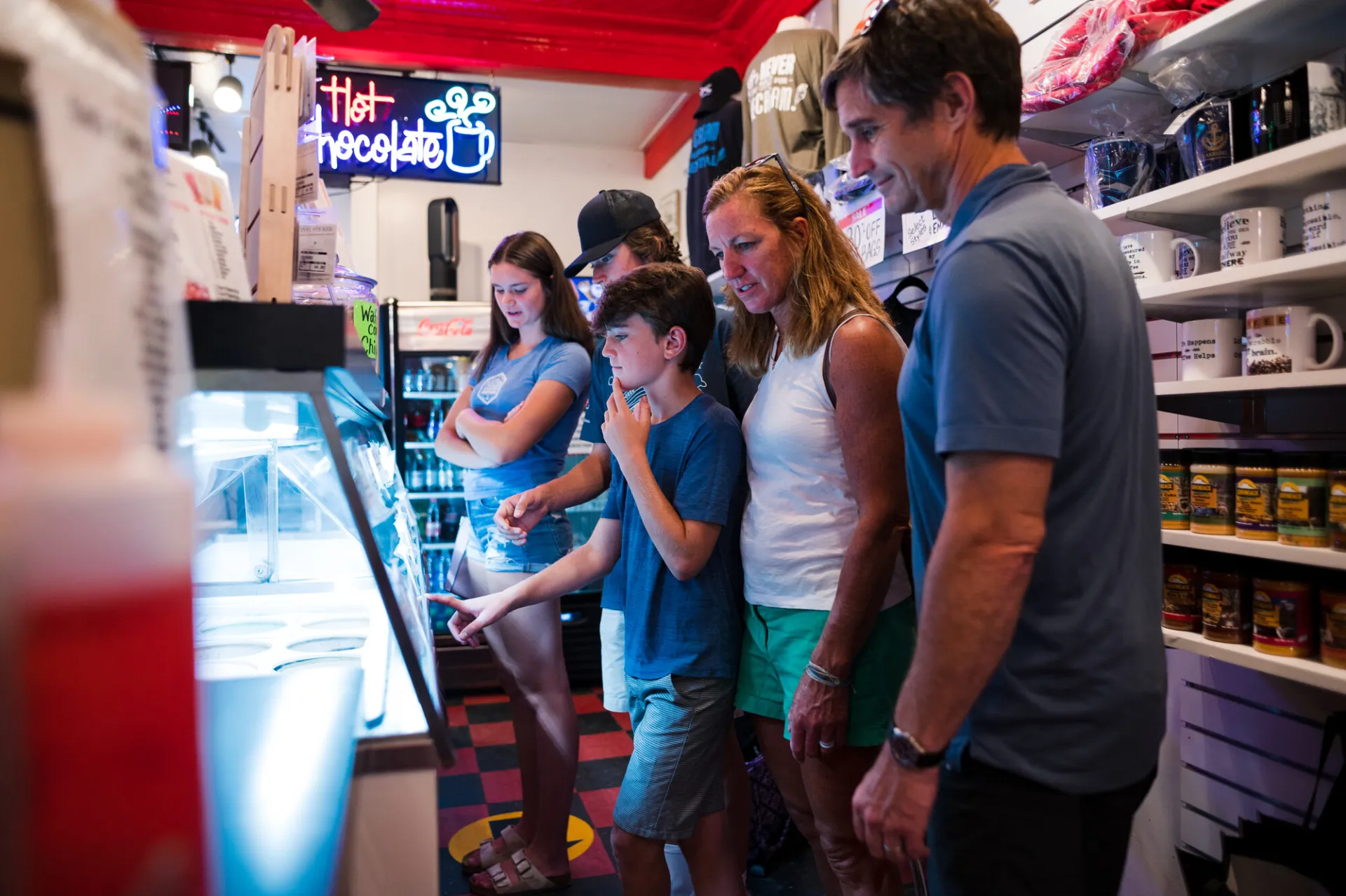 A family getting ice cream at Emma's Lake Placid Creamery.