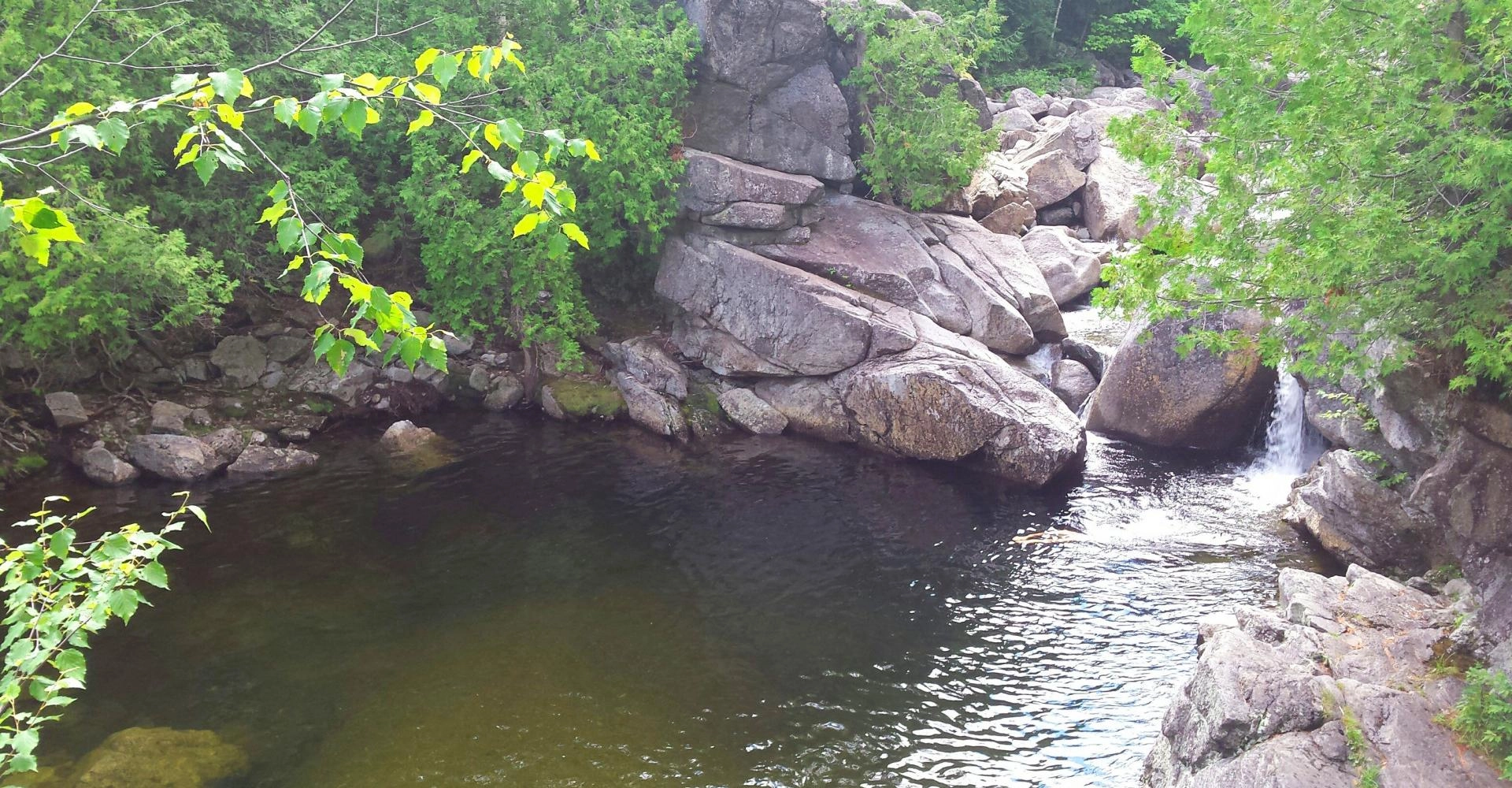 A rocky section with lovely scenery on the North Fork of the Boquet River.