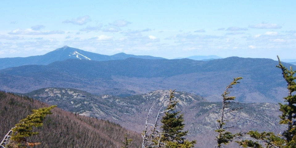 A view of mountains in the spring