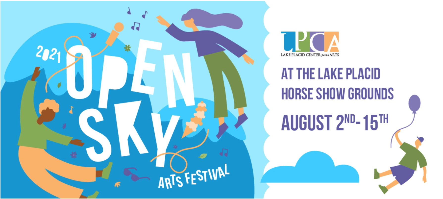 A sign for the Open Sky Arts Festival announces dates