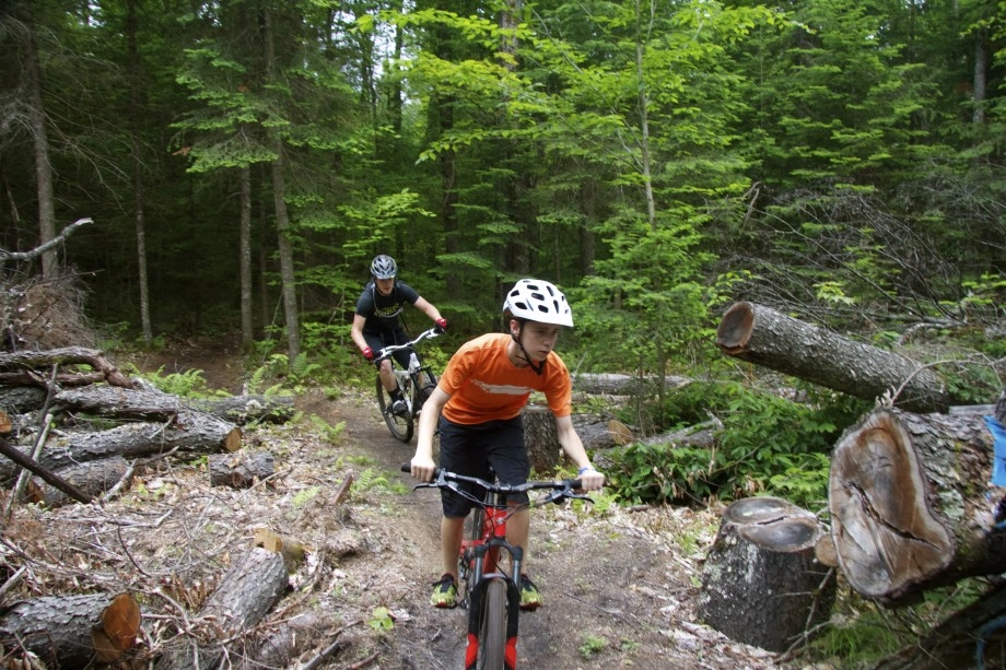 Riding through the blowdown that was cleared after a 2012 microburst.