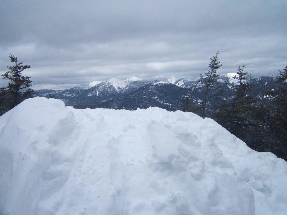 A balcony of snow at an overlook