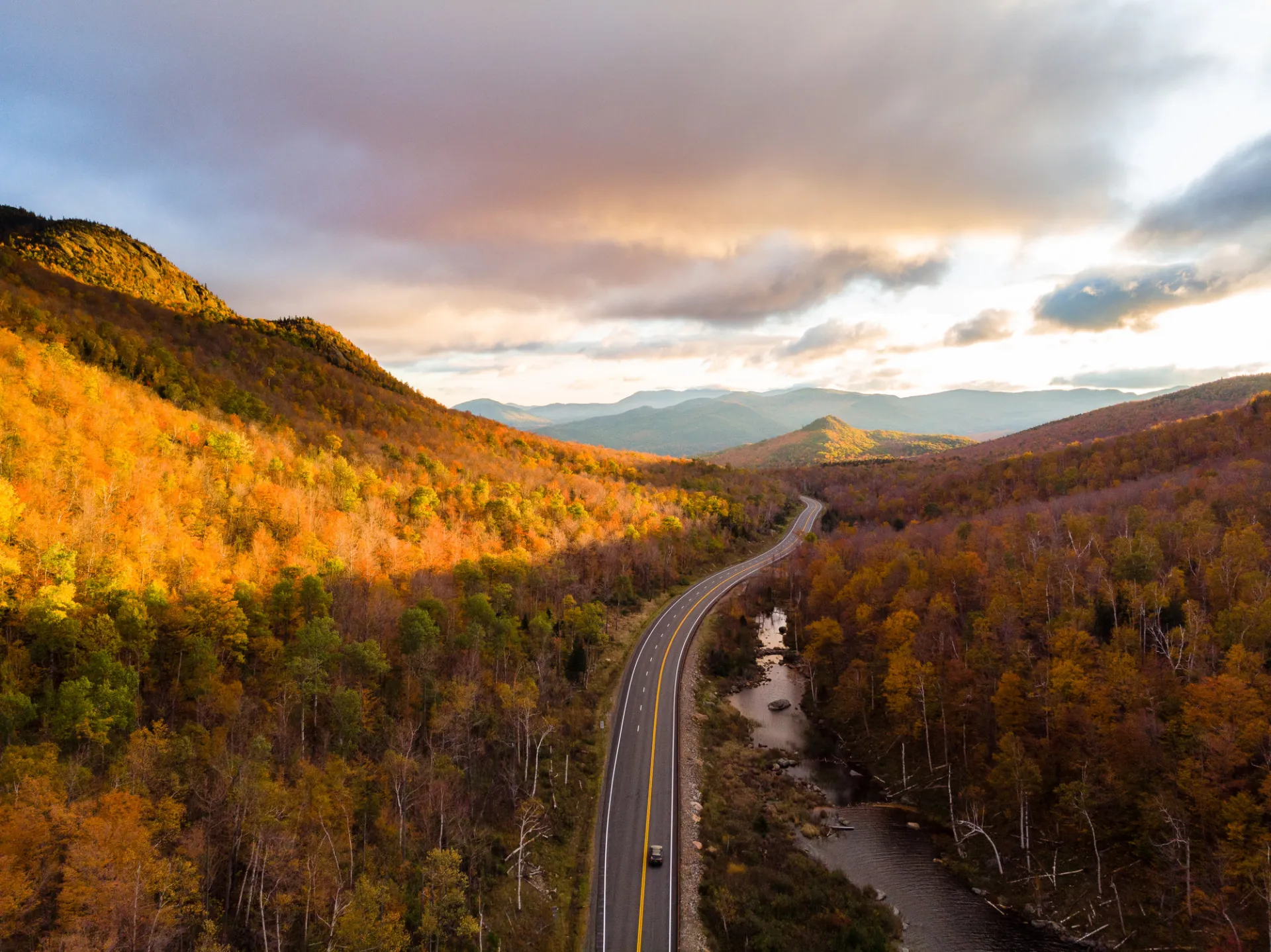 A scenic drive through Lake Placid in the fall.