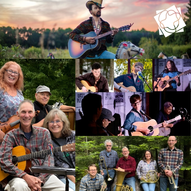 Collage of various images featuring musicians that will play at Arts Center Lake Placid