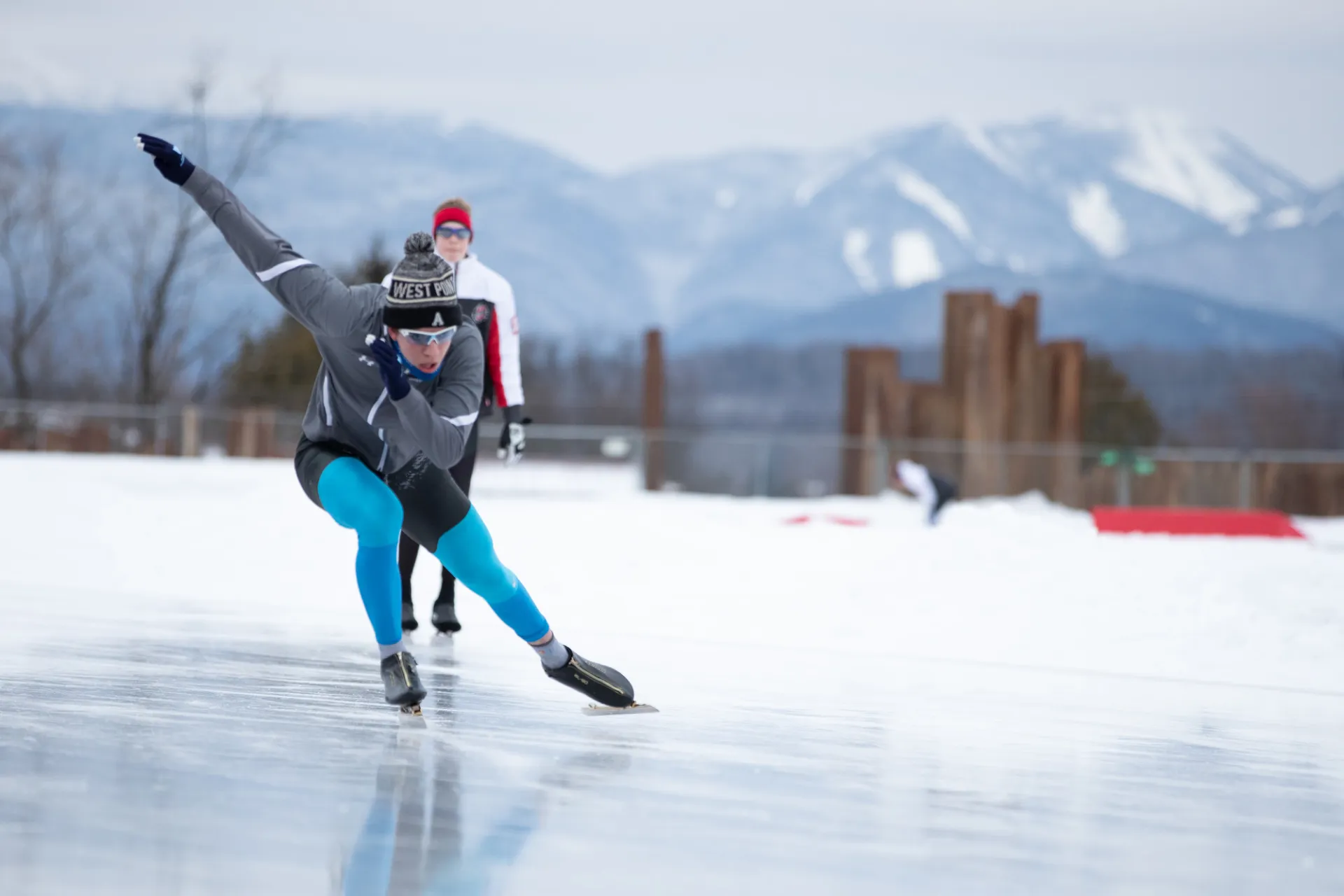 Speed skater at the James C. Sheffield Speed Skating Oval