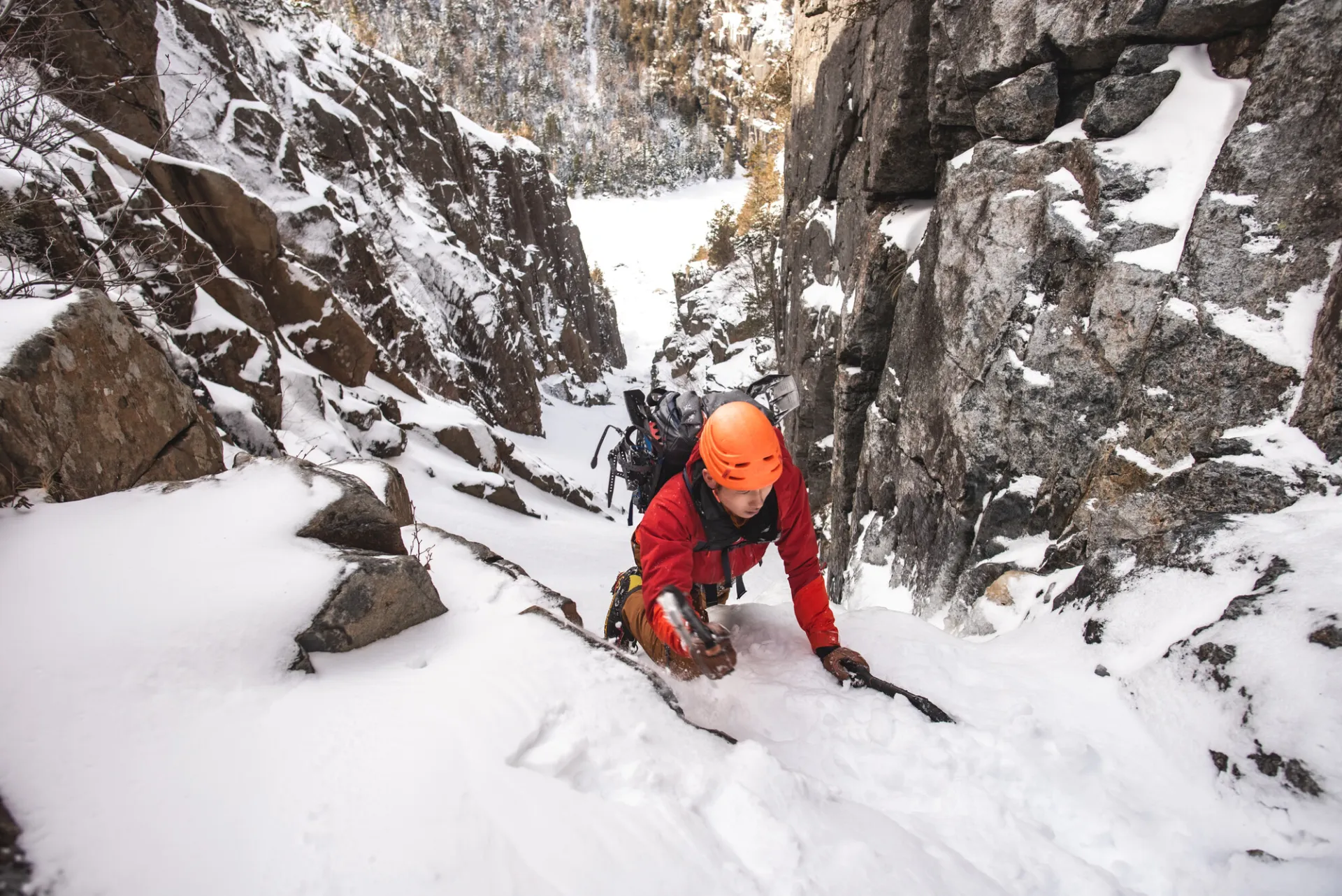 Ice climbing in the Adirondacks.