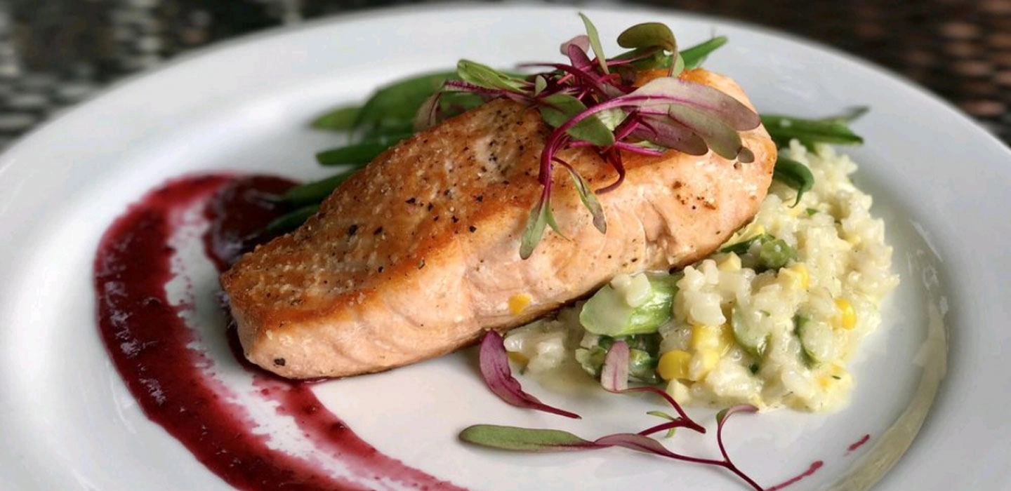 Salmon over rice
