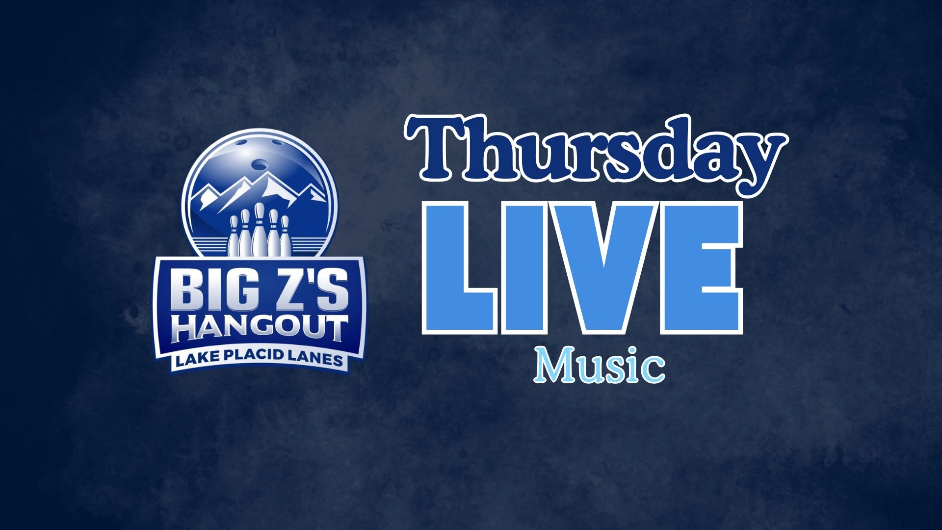 An advertisement for "Thursday Live Music" at Big Z's Hangout, against a textured dark blue background.