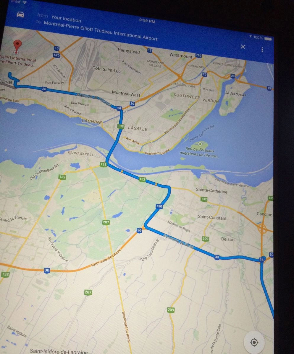 map to dorval airport in Montreal