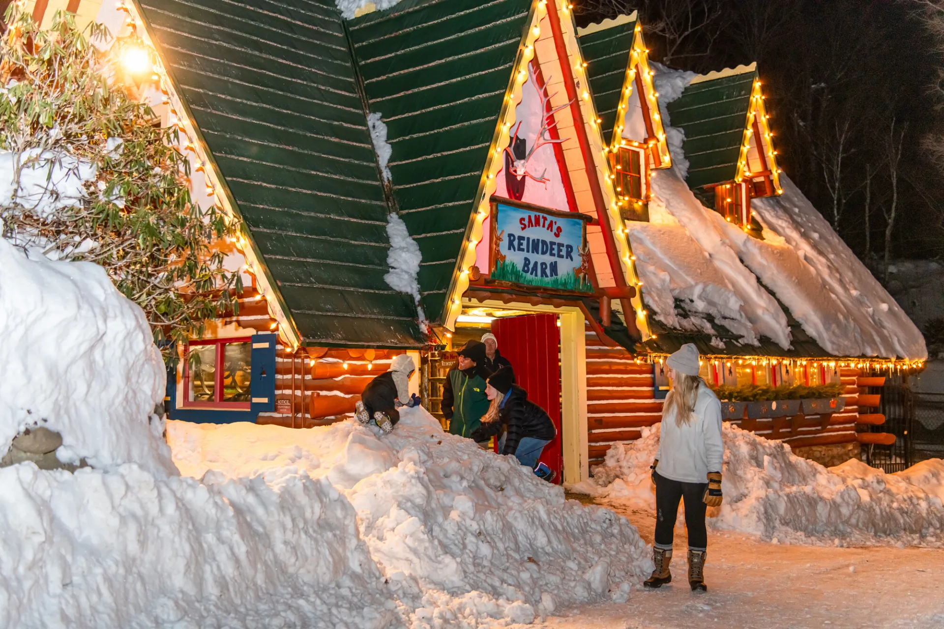Village of Lights playing in snow