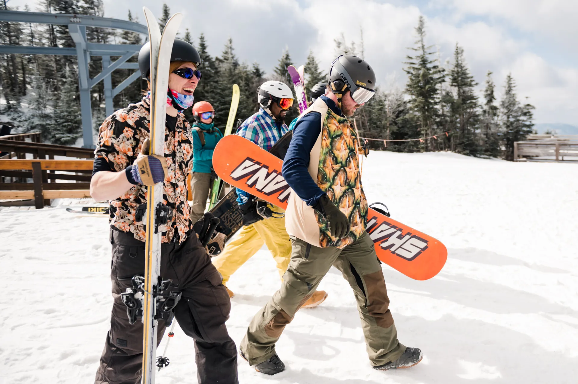 A group of spring skiers.