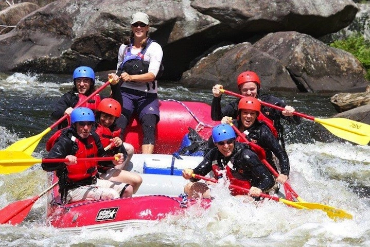 Paddling hard through the waves