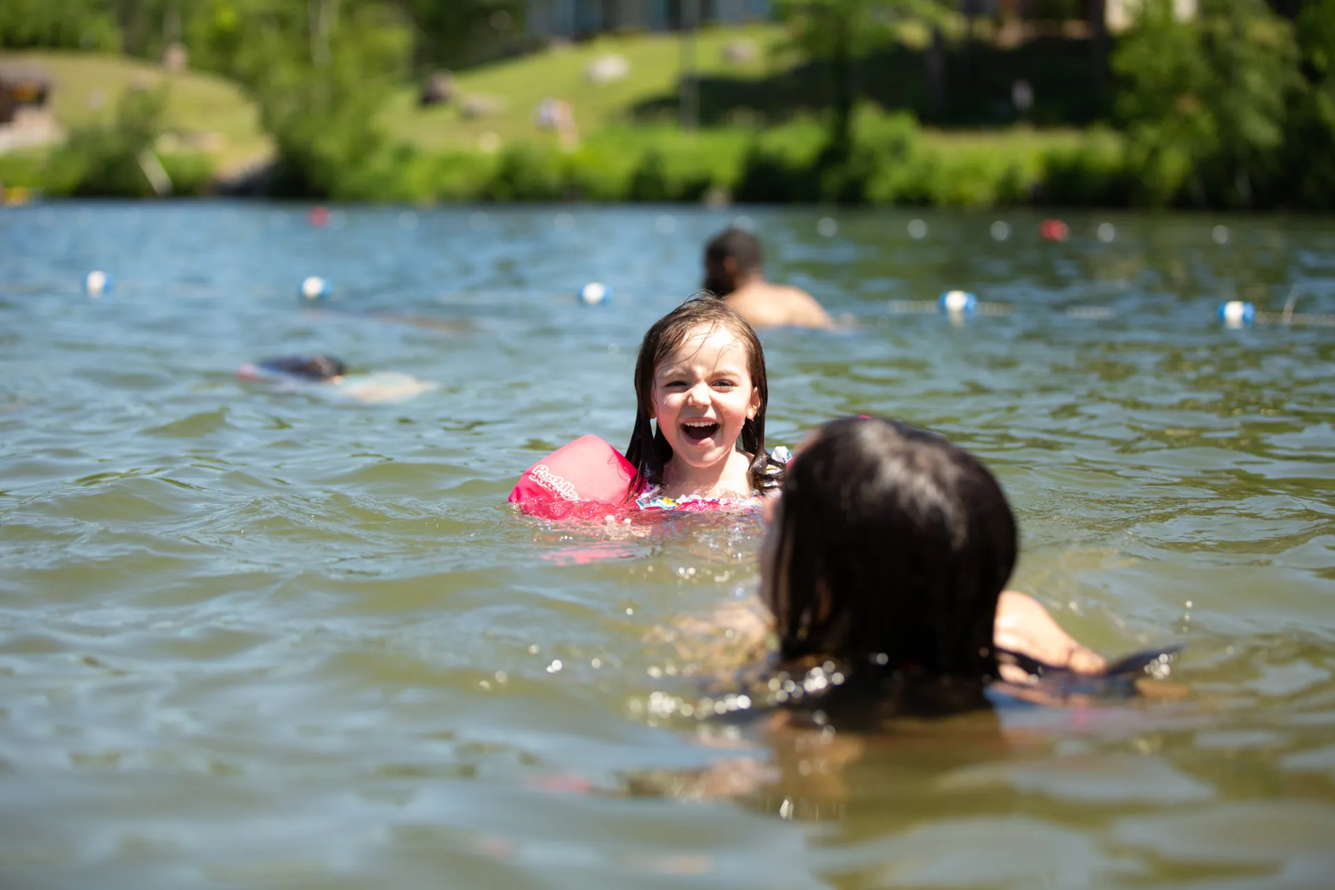 Kids swimming in Mirror Lake.