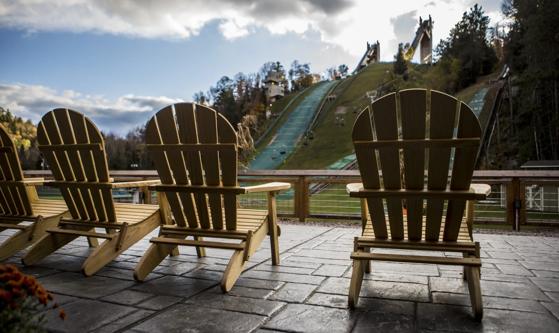 ski jumps with adirondack chairs