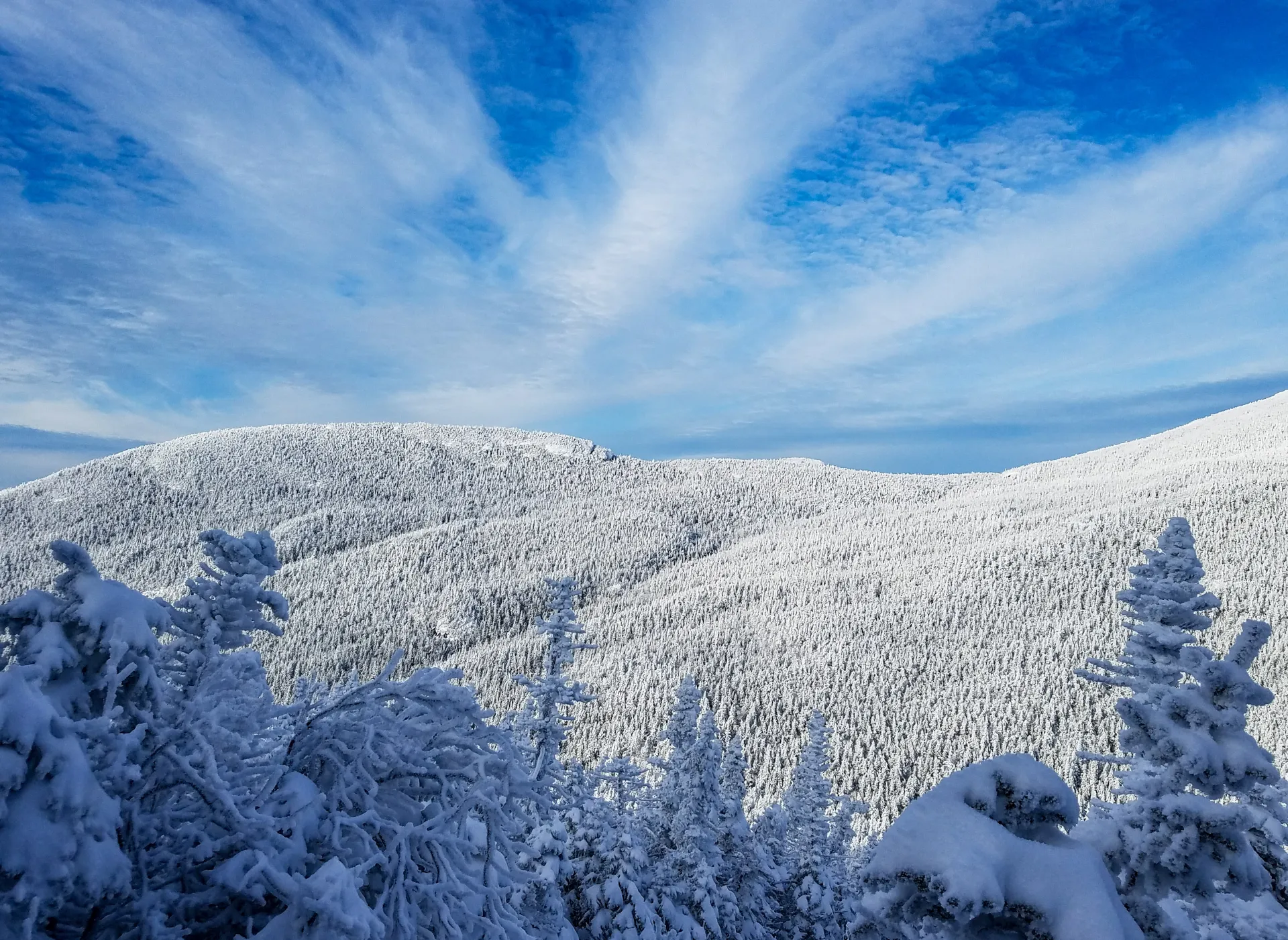 A view of snow-covered peaks