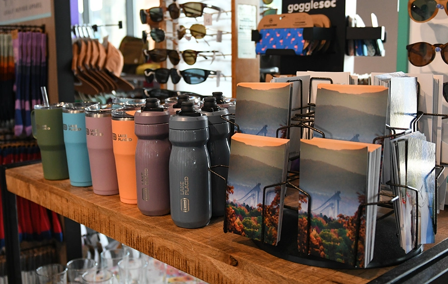 Tumblers, sunglasses and post cards.