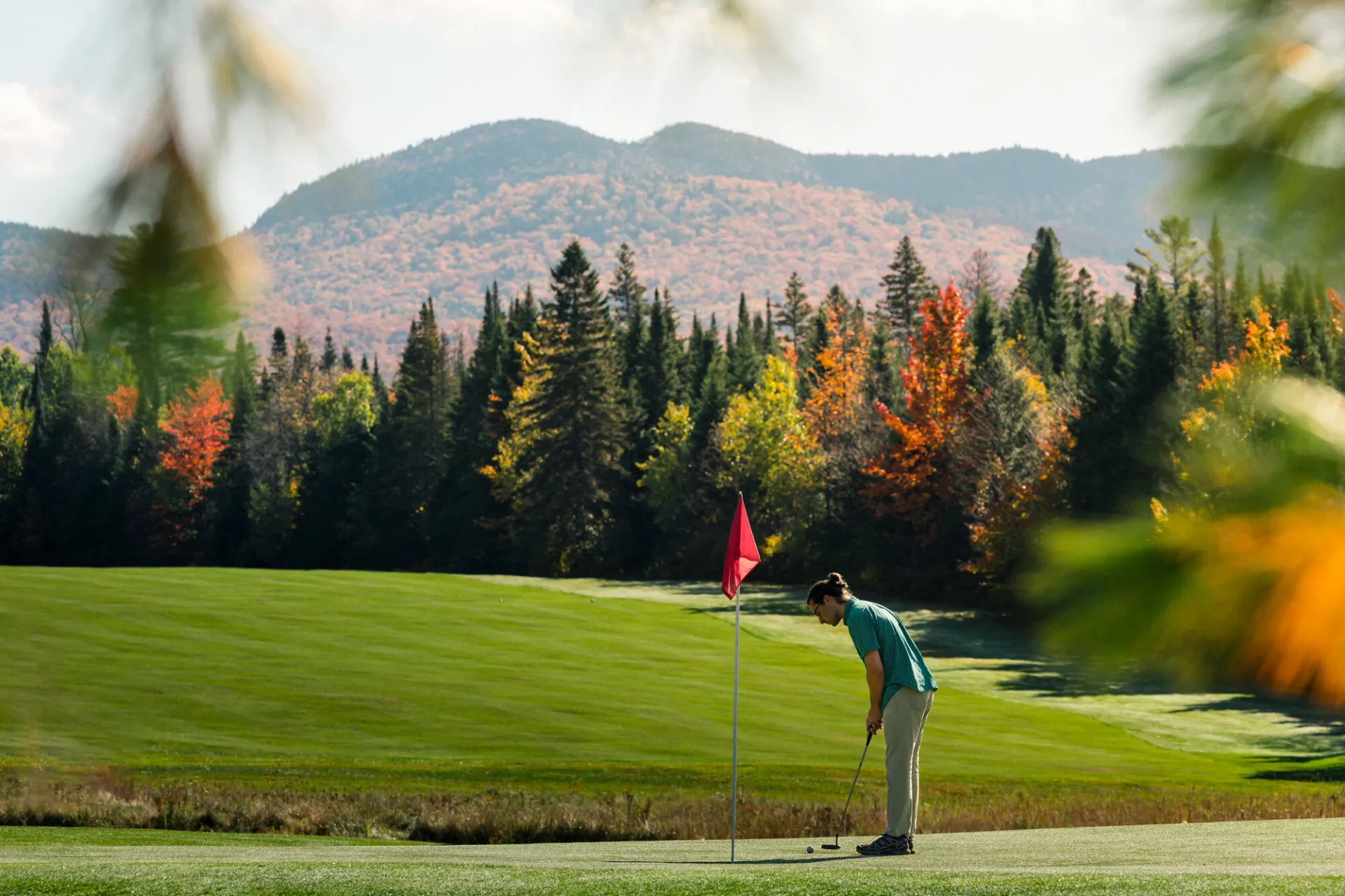 Golfing in Lake Placid in the fall.