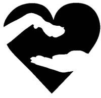 A heart with a paw and a hand.