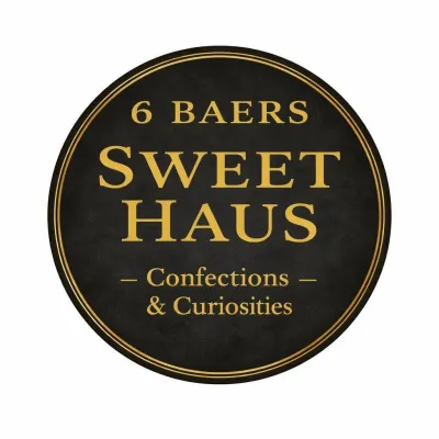6 Baers Sweet Haus Confections & Curiosities in a black logo button.
