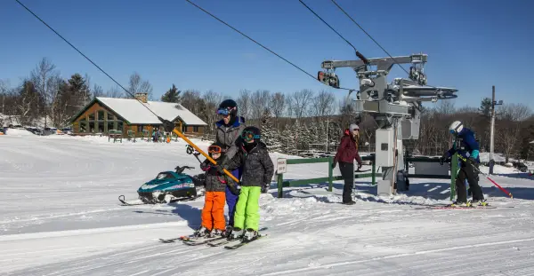 A few people on the t-bar at Mt Pisgah