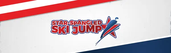 Logo for the Star-Spangled Ski Jump, featuring a stylized skier jumping from a star.