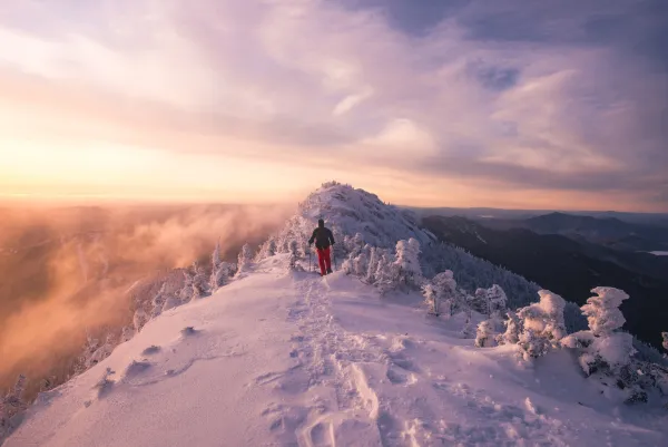 Hikers on Dix in the winter