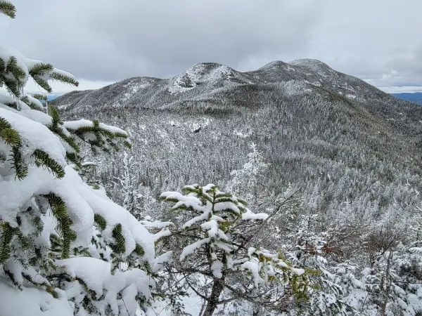 A rocky mountain top in the winter