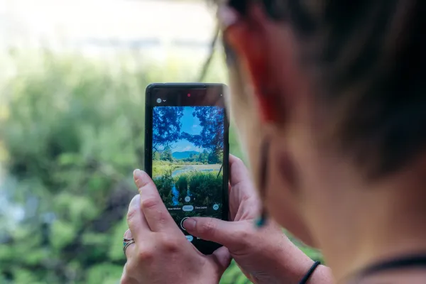 Keene Pond seen through a phone