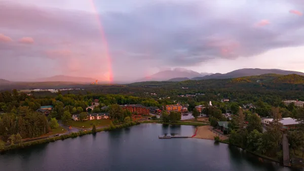 A rainbow over Lake Placid.