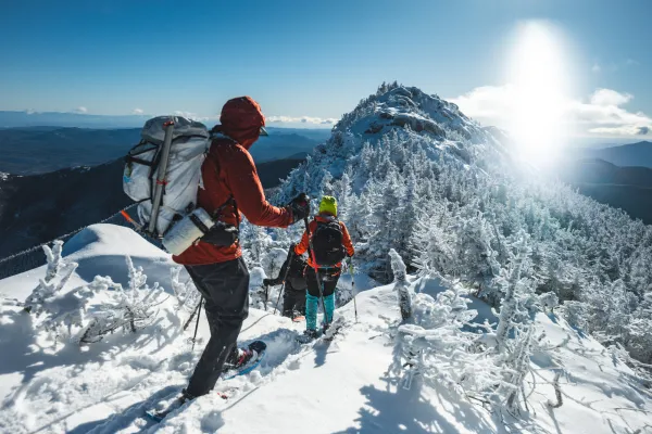 Snowshoers on a ridge