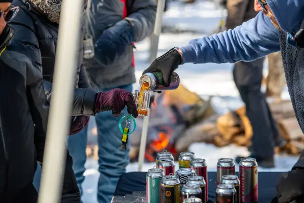 Beer pouring at Tupper Lake Brewski