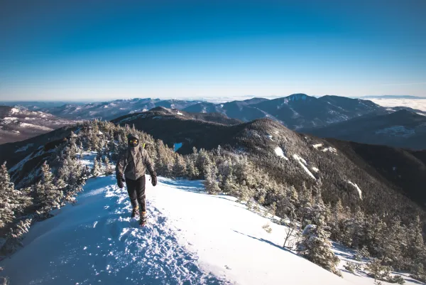 Hiker on Gothics in the winter